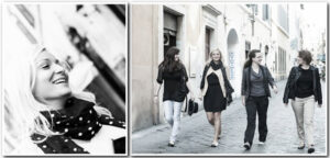 Friends enjoying a natural Rome photoshoot experience in Trastevere